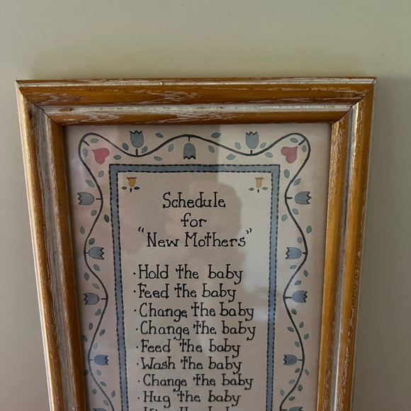 Vintage Wood Framed New Mothers Schedule Wall Art - Picture 2 of 16